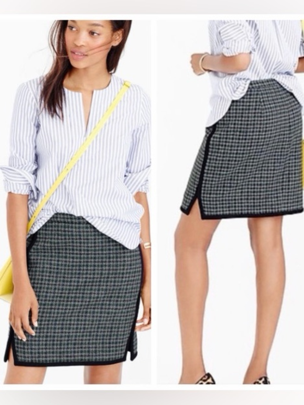 J Crew Houndstooth wool mini skirt